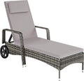 Lettino prendisole, ® Cassis in Alluminio e Rattan, Adatto per Uso Interno ed Esterno, da Giardino - Grigio, Design Molto Elegante, con Ruote, tectake