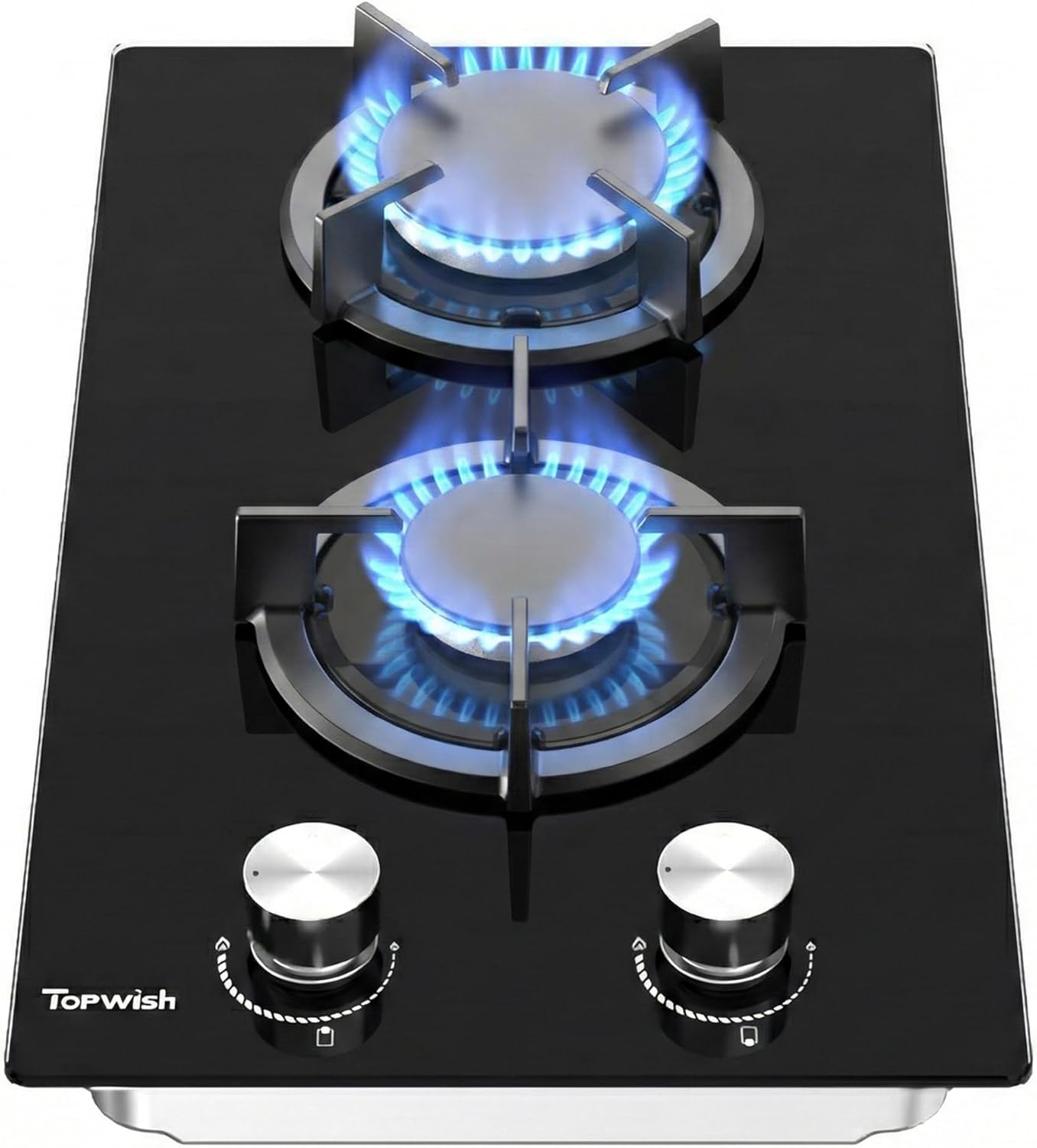 Piano cottura, 2 fuochi gas incasso, gas 2 fuochi, con protezione flame-out, accensione automatica, LPG convertibile, TOPWISH