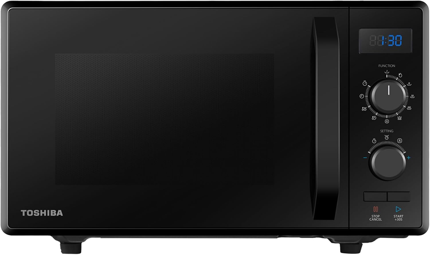 Forno a microonde, 3-in-1 con Grill e Cottura combinata, 23 L, Piatto Girevole con Memoria di Posizione, Timer, Luci LED Integrate, Nero, Toshiba
