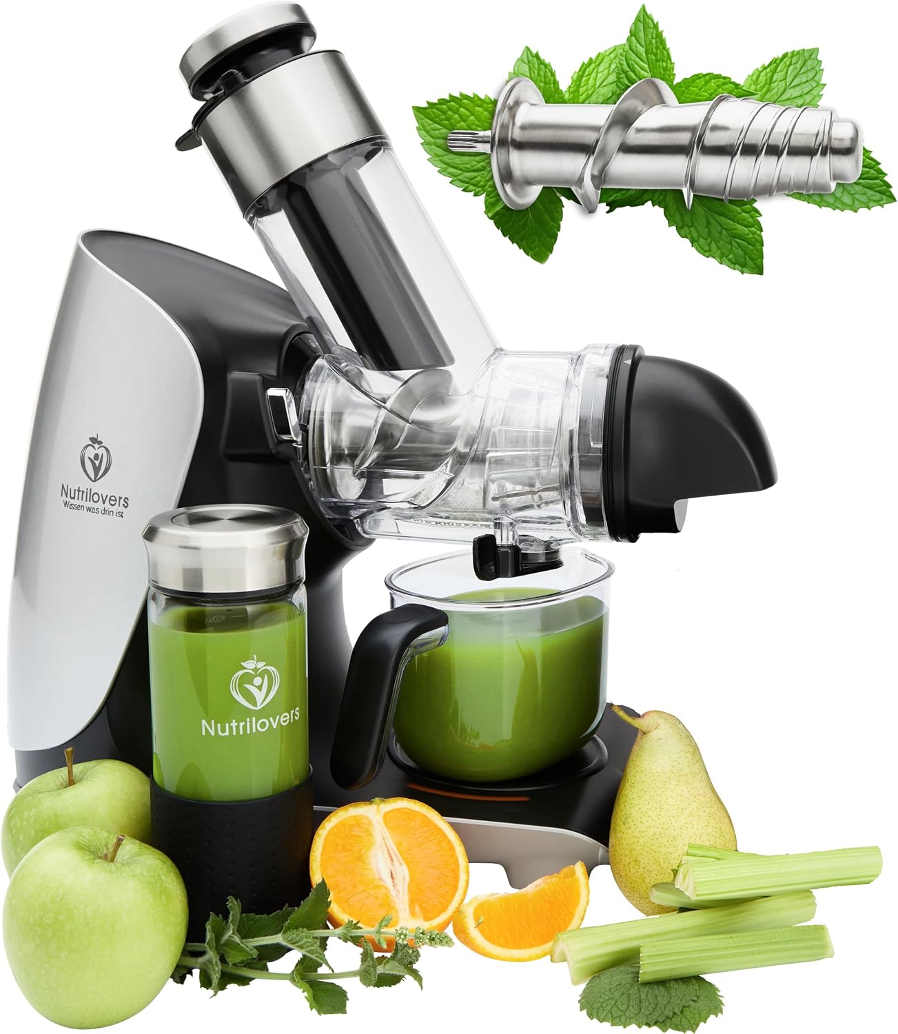 Centrifughe ed estrattori di succo, Sedano, Verdure e Frutta, Estrattore di Succo Versatile, Vincitore del Test 2023, Per Frutta Intera, Nutrilovers