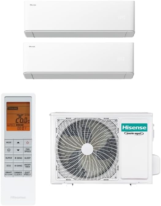 Hisense 2AMW42U4RGC climatizzatore split, Uni Air Climatizzatore Dual Split 9000+12000 Btu, R32, Nuovo Modello 2025, Inverter, Self-Cleaning, Timer