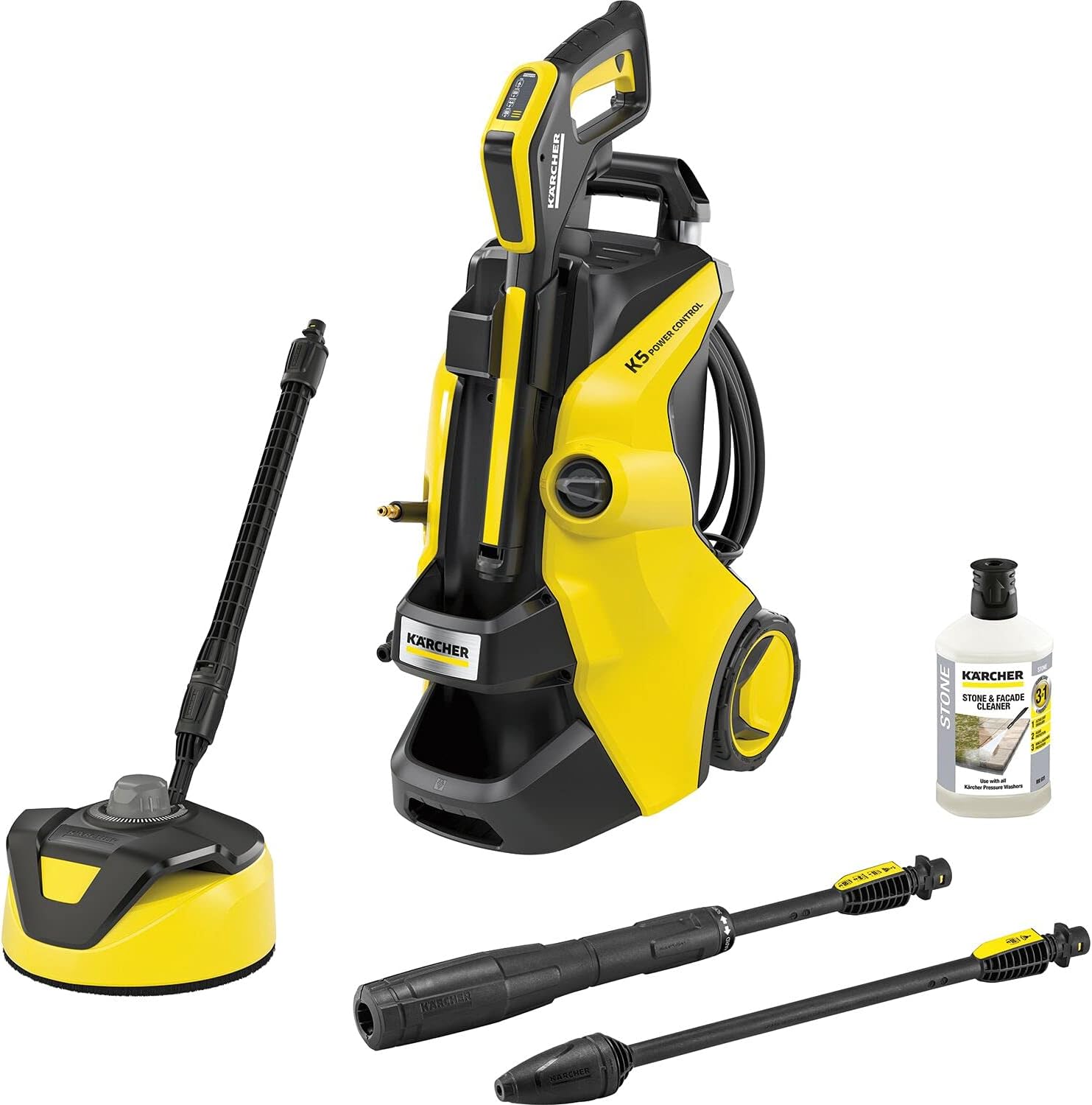 KÄRCHER idropulitrice, K 5 Power Control Home - ad Alta Pressione con Lavapavimenti, 145 bar, 3 accessori e pistola LED, Giallo, Nero