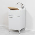 Mobiletti con lavabo, Mobile lavatoio salvaspazio 45x50, 1 Anta con Vasca in Resina, Completo di ASSE lavapanni e Kit di Scarico, Inbagno