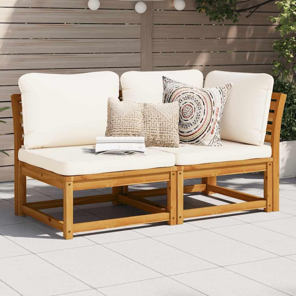 Set mobili da giardino, unità per Divano componibile da Esterno, Set Salotto da Giardino 2 pz con Cuscini Legno Massello Acacia, Generico