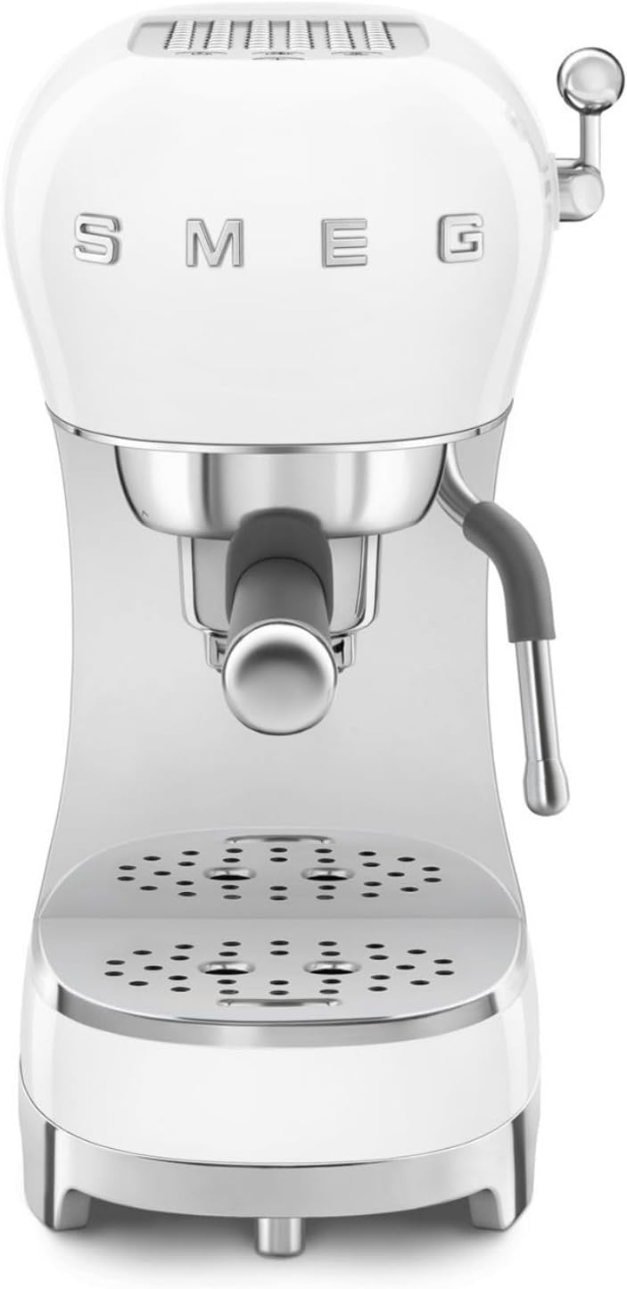 Smeg ECF02WHEU Macchine per espresso e cappuccino, Made in Italy, Cappuccino System, Thermoblock, Tazze Grandi e Funzione Caffè Doppio, 1350 W, Bianco