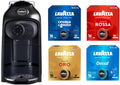 Macchina da caffè, 1500 W, 220-240 V, 60 Hz, A Modo Mio Macchina per Caffè Idola Nera con 64 Capsule A Modo Mio Assortite, Lavazza