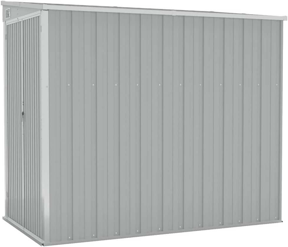 Casetta da giardino, Capanno Giardino a Parete Grigio 118x194x178 cm Acciaio Zincato, vidaXL