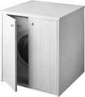 Lavatrice AM5013P, L71 x P77 x H93,5, Mobile Copri XXL in PVC, Universale, Resistente all'umidità, Ante con chiusura magnetica, Bianco, Negrari