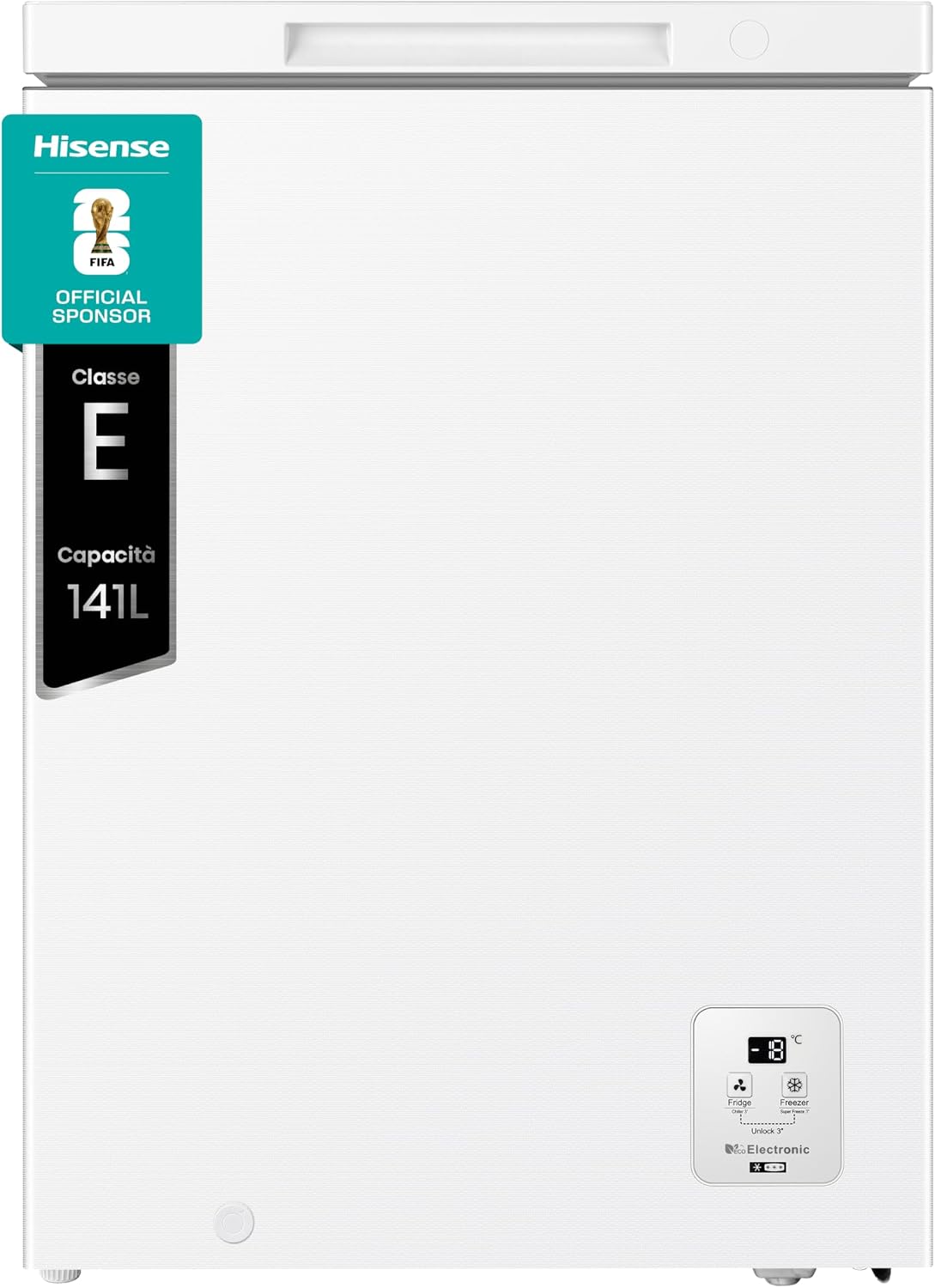 Hisense FT145N1AWE congelatore a pozzetto, Super Silenzioso 40 dB, classe, Bianco