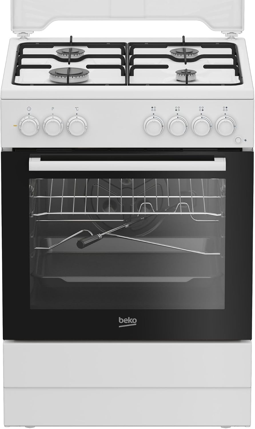 Cucine a libera installazione FBST62110ST, Classe energetica A, Cucina a gas con forno elettrico, Bianco, Beko