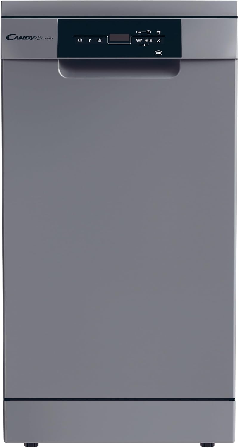 Lavastoviglie 2D1047S, 10 Coperti, 5 Programmi, Brava CDPH Slim a Libera Installazione, Ciclo Rapido, Classe, CANDY