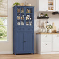 Credenza 180H, Blu, Cucina, per Sala da Pranzo, Mobile Dispensa con 4 Ante e 2 Cassetti, Ufficio, Soggiorno, Moderno, HOCSOK