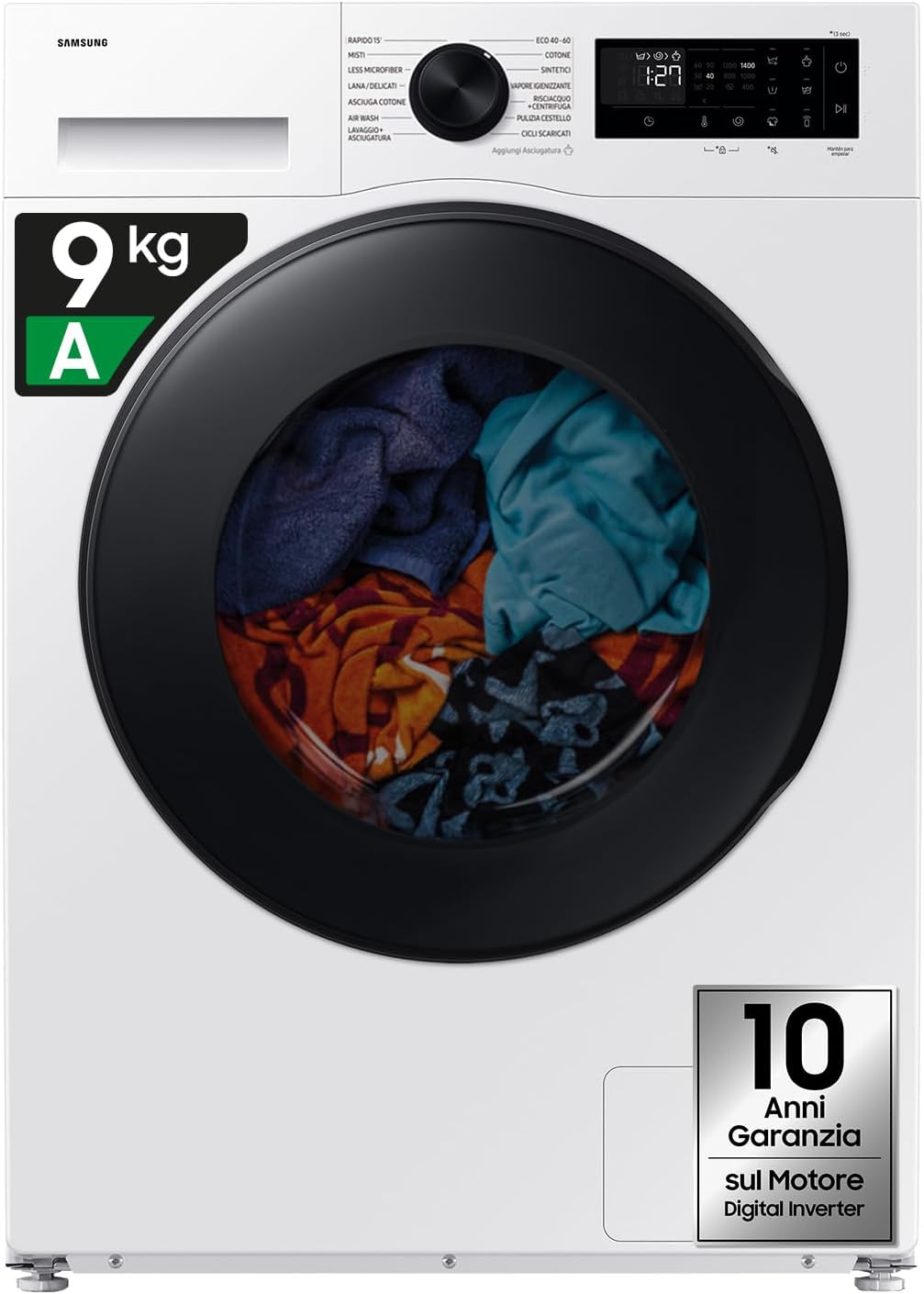 Samsung WD90DG6B85BKU3 Lavasciuga combinate, 9+6 kg, Lavasciuga AI Control, Ecodosatore, Vapore Igienizzante, AI Ecobubble, Carica Frontale