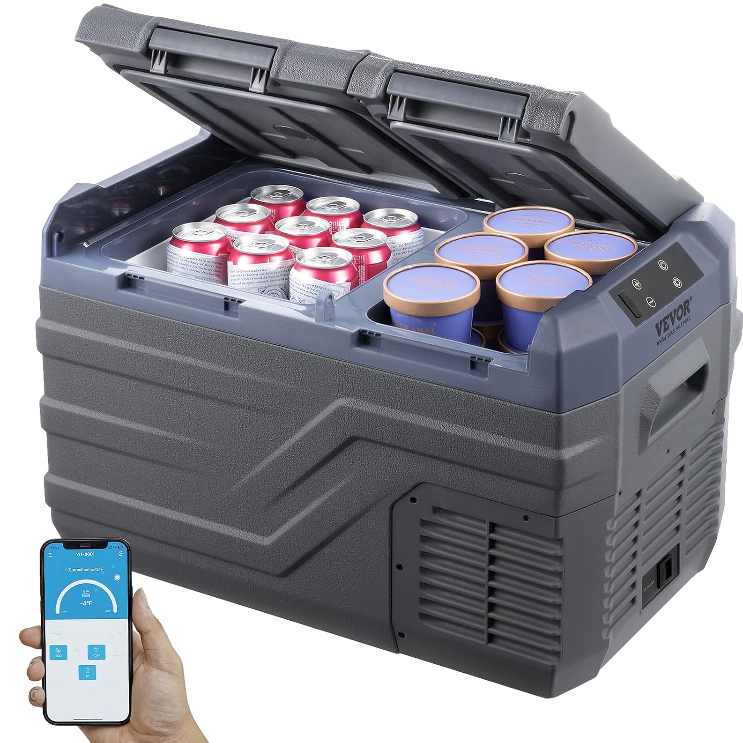 VEVOR Frigoriferi, Congelatore Portatile Doppia Zona 25 L, 12 Volt, Gamma Regolabile da -20~20 °C, Dispositivo di Raffreddamento a Compressore 12