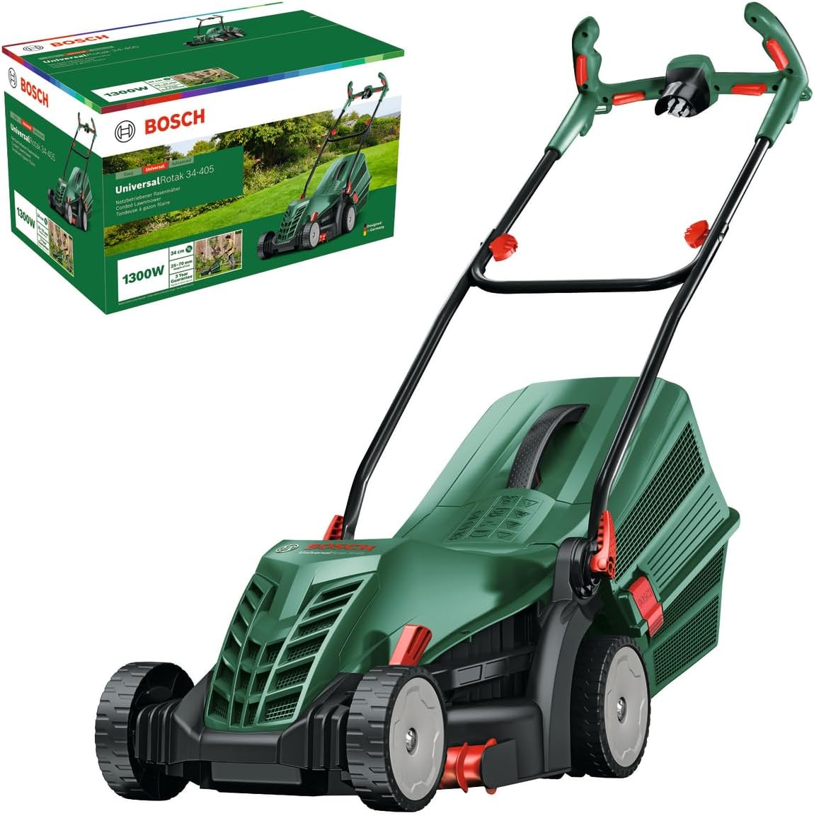 Bosch tosaerba, a filo UniversalRotak 34-405 (motore da 1.300 W, larghezza di taglio: 34 cm, cesto raccoglierba da 40 L