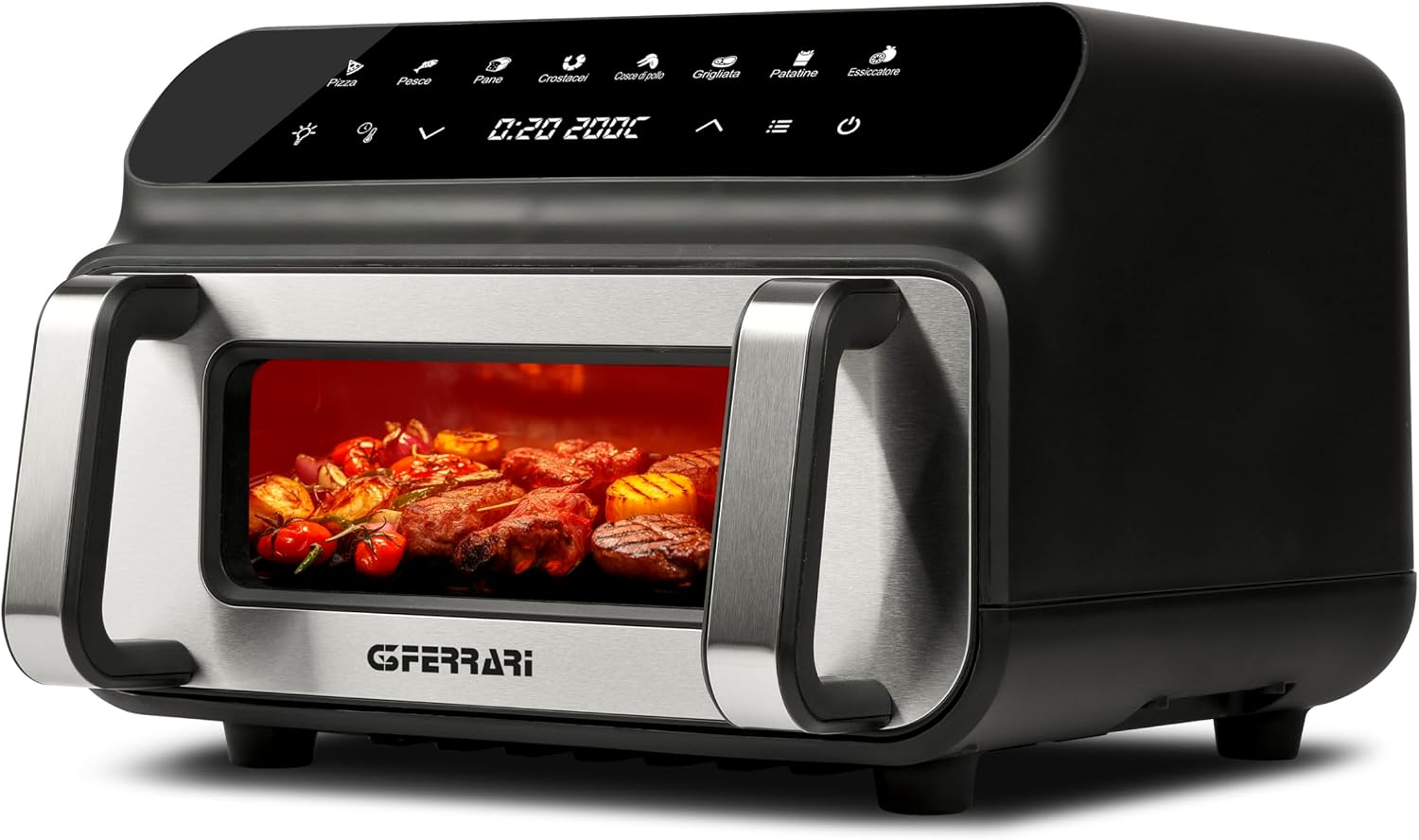 Friggitrice ad aria G10181, 2000 W, 10 Litri XXL, 8 Programmi, Friggitrice e griglia ad Aria BBQ, Multifunzione, Barbecue Smokeless, Timer, G3 Ferrari