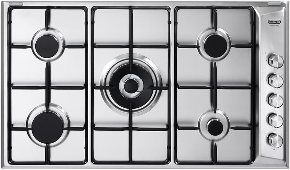 De'Longhi piano cottura, De Longhi DLI 59 DD - Fornello a gas, 90 cm, in acciaio INOX