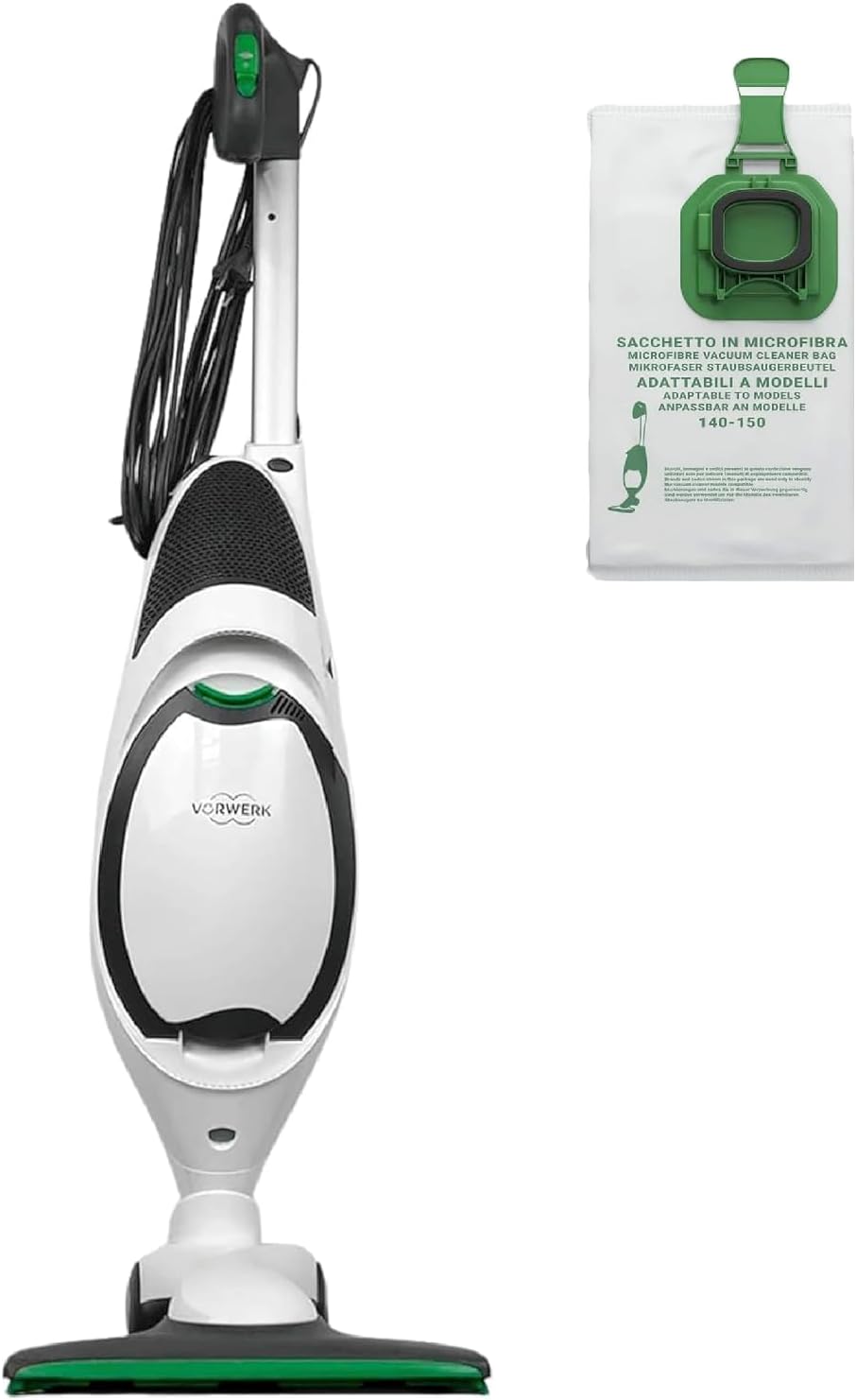 Aspirapolvere senza fili VK150, Silenzioso e Versatile (Scopa + Sacchetto), Limatola Elettrodomestici