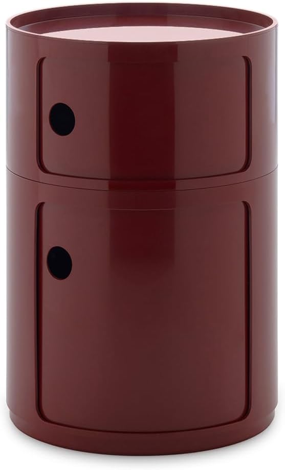 Comodini, Componibili Big, Bordeaux, Mobile Contenitore 2 Elementi, Diametro 42 cm, Kartell