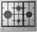 De'Longhi piano cottura, YLG 60 RFX A Gas 60 cm, 4 Bruciatori 1 Doppia Corona, Griglie In Ghisa, Manopole Frontali, Acciaio Inox
