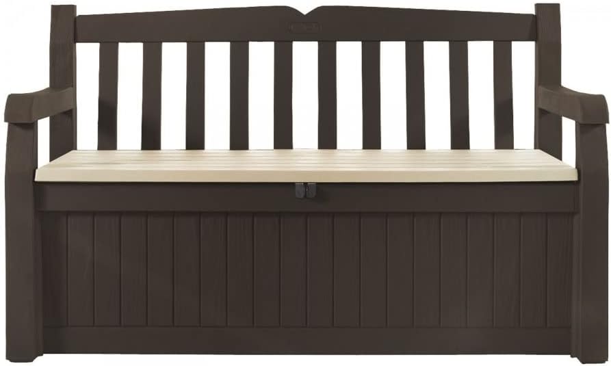 Panche, Resistente agli agenti atmosferici, Beige, Cassapanca contenitore Eden Storage Bench con Capacità di 265 Litri in Resina, Keter