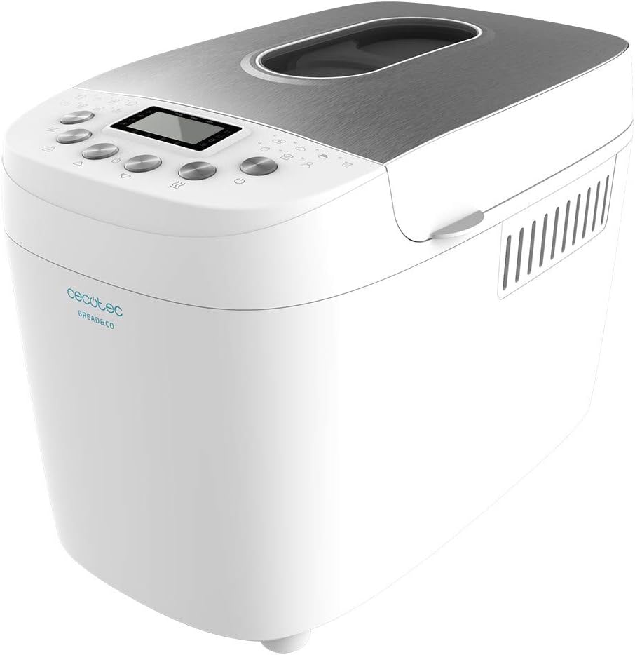 Cecotec Macchine del pane, lavabile lavastoviglie, Display LCD, 1,5 kg, 15 programmi, 2 resistori, Programmabile 15ore, 3 Livelli di Tostatura